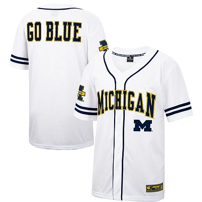 Maillot de baseball boutonné en maille Free Spirited du Michigan Wolverines Colosseum blanc pour hommes