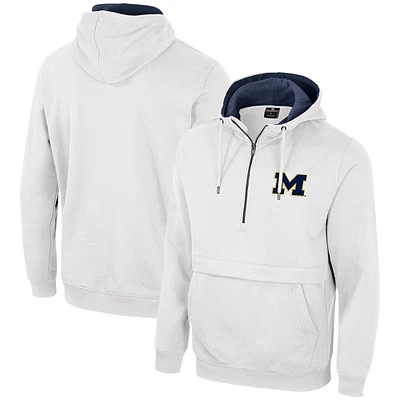 Sweat à capuche demi-zip Colosseum White Michigan Wolverines pour hommes