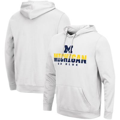 Men's Colosseum White Michigan Wolverines Lantern Pullover Hoodie