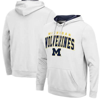 Men's Colosseum White Michigan Wolverines Resistance Pullover Hoodie