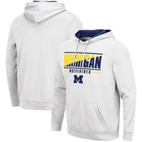 Men's Colosseum White Michigan Wolverines Slash Stack 2.0 Pullover Hoodie