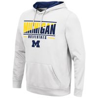 Men's Colosseum White Michigan Wolverines Slash Stack 2.0 Pullover Hoodie