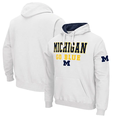 Men's Colosseum White Michigan Wolverines Sunrise Pullover Hoodie