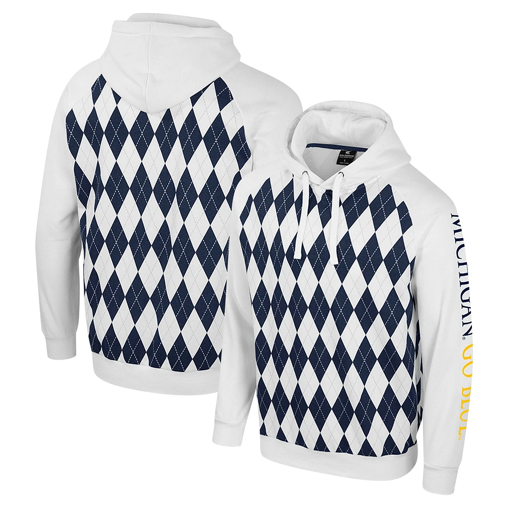 Sweat à capuche raglan The Dealio pour homme Colosseum White Michigan Wolverines