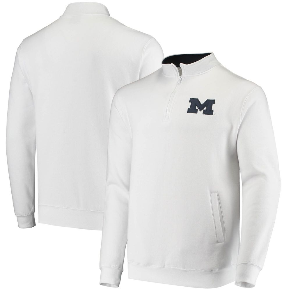 Men's Colosseum White Michigan Wolverines Tortugas Logo Quarter-Zip Jacket