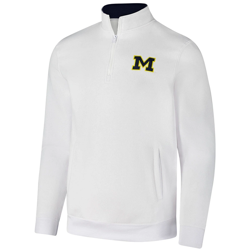 Men's Colosseum White Michigan Wolverines Tortugas Quarter-Zip Sweatshirt