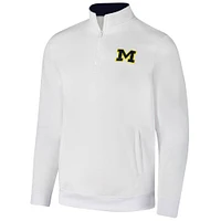 Men's Colosseum White Michigan Wolverines Tortugas Quarter-Zip Sweatshirt