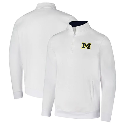 Men's Colosseum White Michigan Wolverines Tortugas Quarter-Zip Sweatshirt