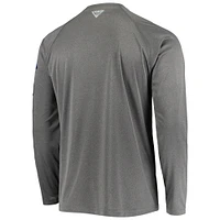 T-shirt à manches longues Columbia Charcoal Michigan Wolverines Terminal Tackle Omni-Shade Raglan pour homme