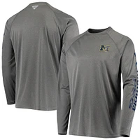 T-shirt à manches longues Columbia Charcoal Michigan Wolverines Terminal Tackle Omni-Shade Raglan pour homme