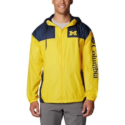 Coupe-vent entièrement zippé Columbia Maize Michigan Wolverines Flash Challenger II Omni-Shade pour homme