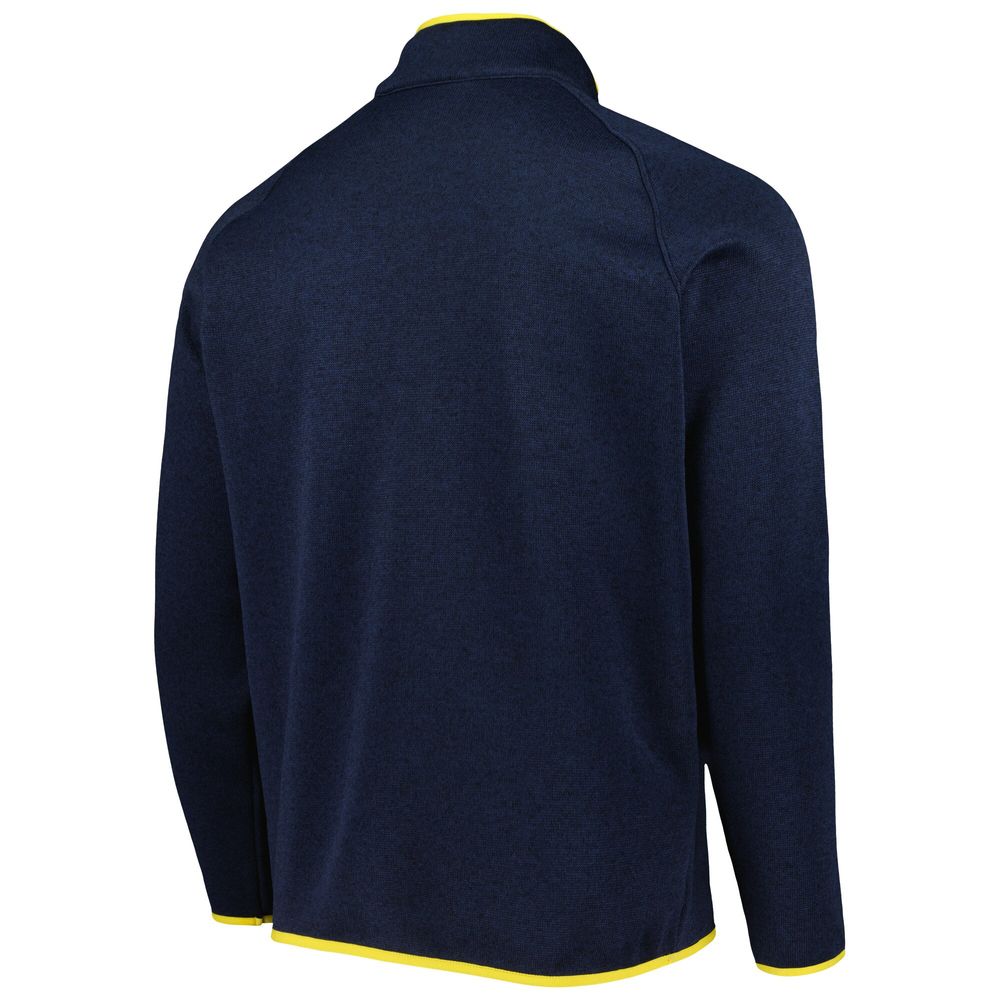 Men's Columbia Navy Michigan Wolverines Canyon Point Omni-Shield Raglan Half-Zip Pullover Top