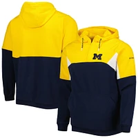 Men's Columbia Navy Michigan Wolverines Lodge Quarter-Zip Hoodie