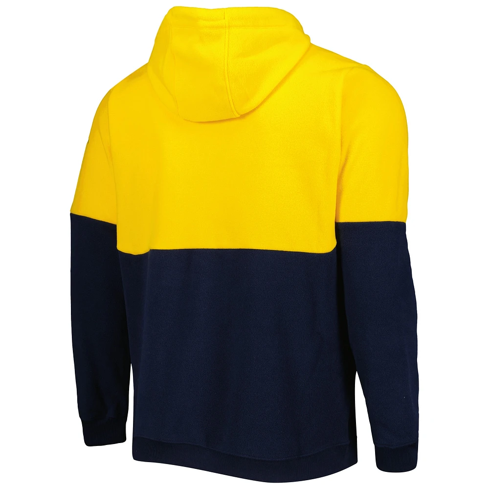 Men's Columbia Navy Michigan Wolverines Lodge Quarter-Zip Hoodie