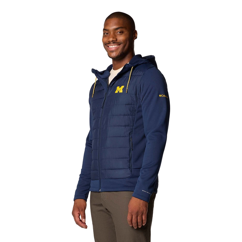 Veste à capuche hybride entièrement zippée Out-Shield bleu marine pour homme de Columbia Michigan Wolverines