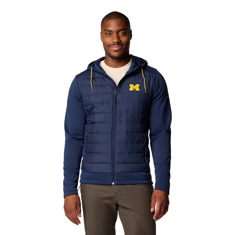 Veste à capuche hybride entièrement zippée Out-Shield bleu marine pour homme de Columbia Michigan Wolverines