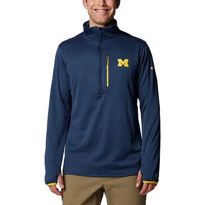 Veste à demi-zip en polaire Omni-Wick pour hommes Columbia Navy Michigan Wolverines Park View Grid