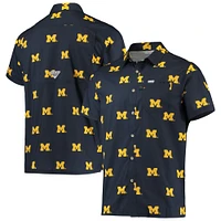 Men's Columbia Navy Michigan Wolverines Super Slack Tide Omni-Shade Button-Up Shirt