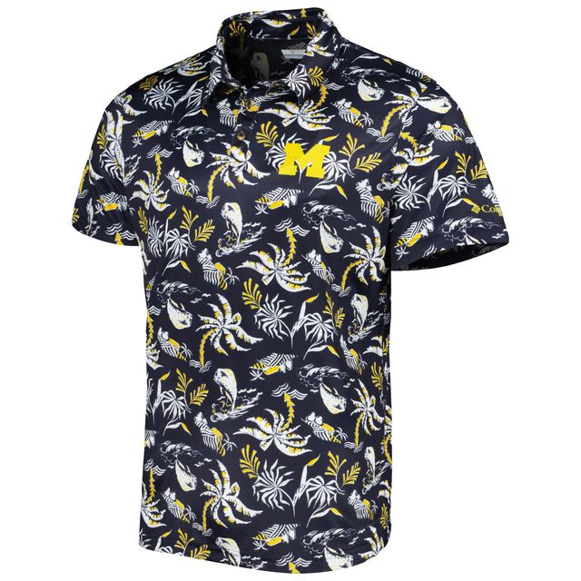 Polo pour homme Columbia Navy Michigan Wolverines Super Terminal Tackle Omni-Shade