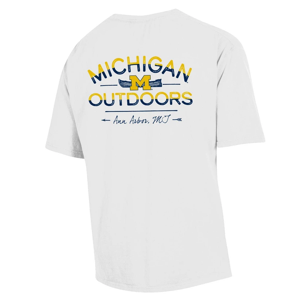 T-shirt blanc délavé confortable pour hommes Michigan Wolverines Great Outdoors