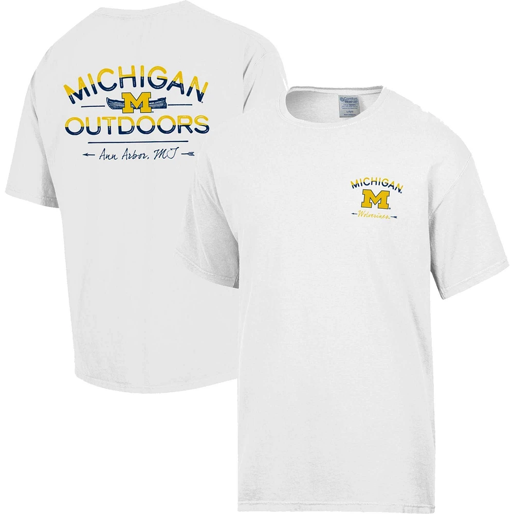 T-shirt blanc délavé confortable pour hommes Michigan Wolverines Great Outdoors