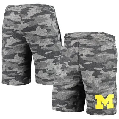 Michigan Wolverines Concepts Sport Camo Backup Terry Jam Lounge Shorts - Charcoal/Gray