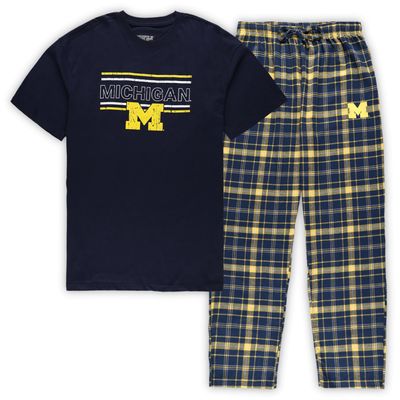 Men's Concepts Sport Navy/Maize Michigan Wolverines Big & Tall Plaid Pants Sleep Set