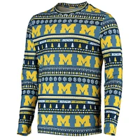Men's Concepts Sport Navy Michigan Wolverines Ugly Sweater Knit Long Sleeve Top and Pant Set