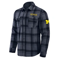 Chemise boutonnée à carreaux coupe décontractée pour homme de la collection Darius Rucker par Fanatics, bleu marine, Michigan Wolverines