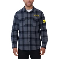 Chemise boutonnée à carreaux coupe décontractée pour homme de la collection Darius Rucker par Fanatics, bleu marine, Michigan Wolverines