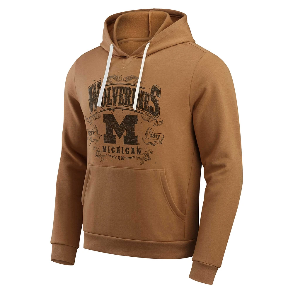 Sweat à capuche en polaire tri-blend Camp pour homme de la collection Darius Rucker Fanatics, couleur marron Michigan Wolverines