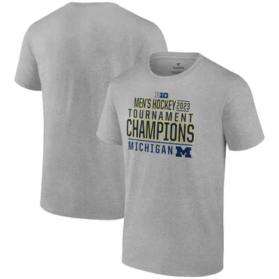 Michigan Wolverines Fanatics Branded 2023 Big Ten Men's Ice Hockey Conference Tournament Champions T-Shirt - Heather Gray