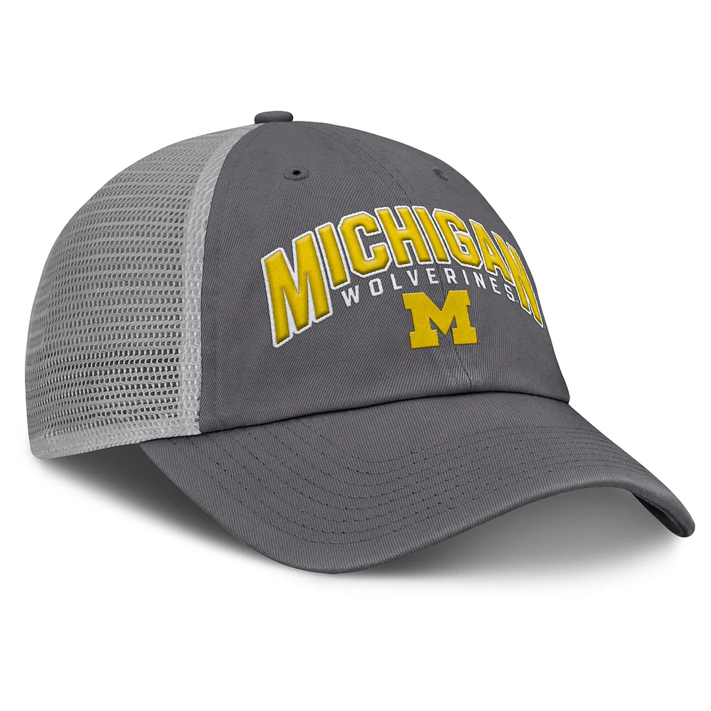 Casquette ajustable Ionic Trucker pour hommes Fanatics Anthracite Michigan Wolverines