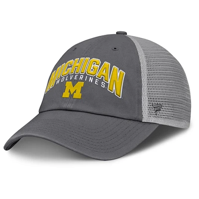 Casquette ajustable Ionic Trucker pour hommes Fanatics Anthracite Michigan Wolverines