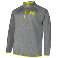 Men's Fanatics Charcoal Michigan Wolverines Raglan Big &Tall Quarter-Zip Top