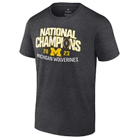 Men's Fanatics Heather Charcoal Michigan Wolverines College Football Playoff 2023 National Champions Schedule T-Shirt