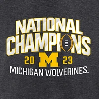 Men's Fanatics Heather Charcoal Michigan Wolverines College Football Playoff 2023 National Champions Schedule T-Shirt