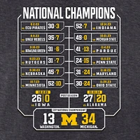 Men's Fanatics Heather Charcoal Michigan Wolverines College Football Playoff 2023 National Champions Schedule T-Shirt