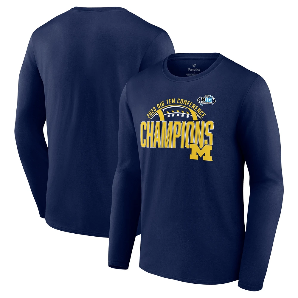 T-shirt à manches longues Fanatics Navy Michigan Wolverines 2023 Big Ten Football Conference Champions pour hommes