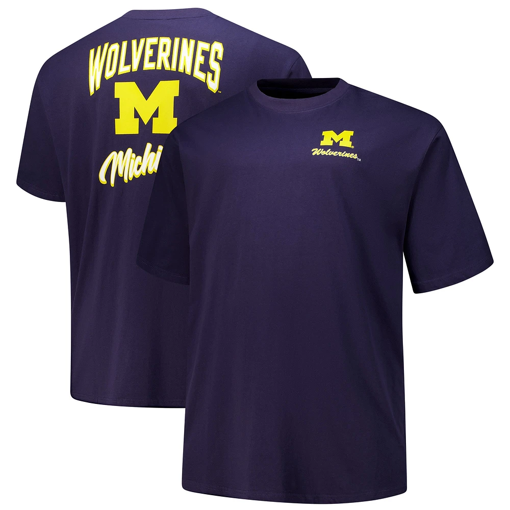 T-shirt pour homme Fanatics bleu marine avec casque Michigan Wolverines Big & Tall