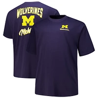 T-shirt pour homme Fanatics bleu marine avec casque Michigan Wolverines Big & Tall