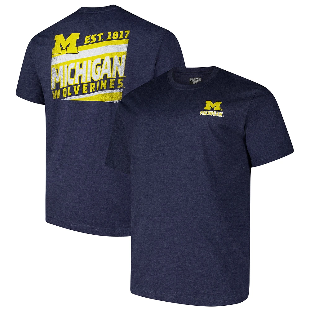 T-shirt délavé idéal pour hommes Fanatics bleu marine Michigan Wolverines Big & Tall