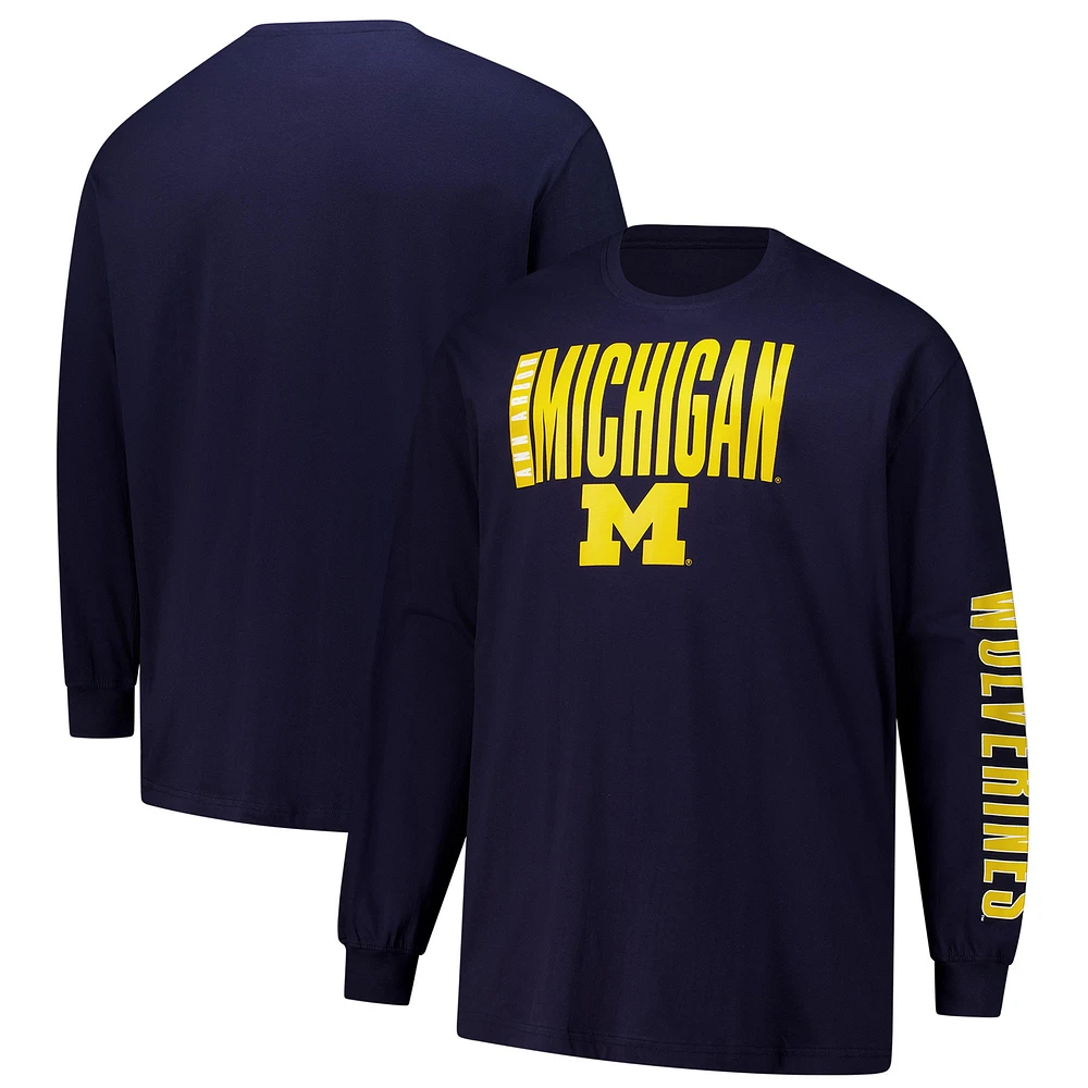 T-shirt à manches longues Big & Tall Vision pour hommes Fanatics bleu marine Michigan Wolverines