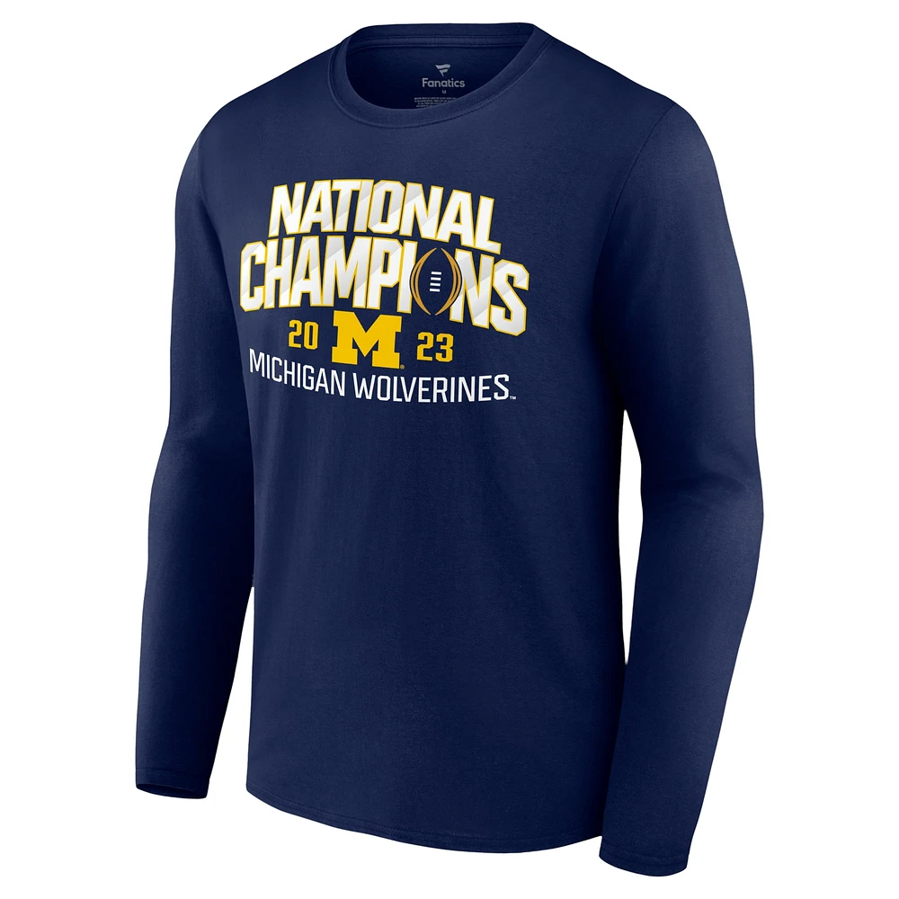 T-shirt à manches longues pour hommes Fanatics Navy Michigan Wolverines College Football Playoff 2023 Calendrier des champions nationaux