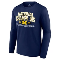 Men's Fanatics Navy Michigan Wolverines College Football Playoff 2023 National Champions Schedule Long Sleeve T-Shirt