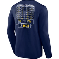 T-shirt à manches longues pour hommes Fanatics Navy Michigan Wolverines College Football Playoff 2023 Calendrier des champions nationaux