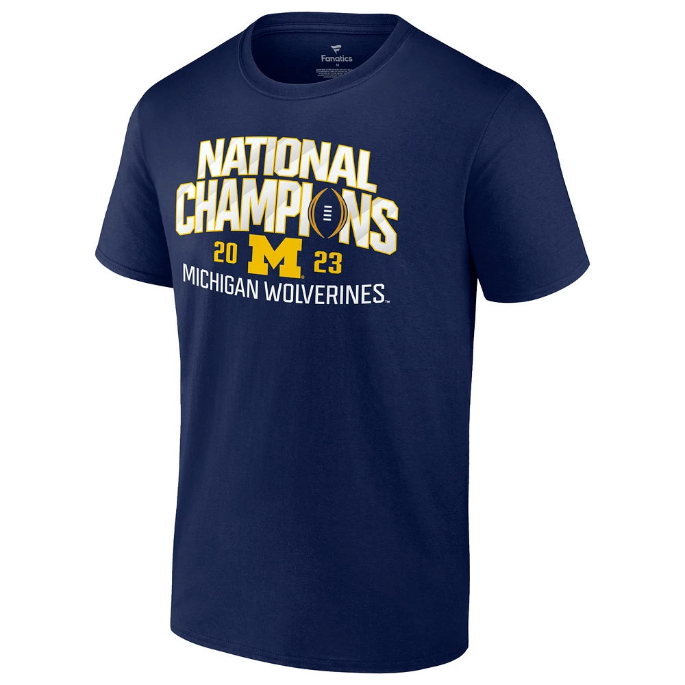 T-shirt du calendrier des champions nationaux Fanatics Navy Michigan Wolverines College Football Playoff 2023 pour hommes