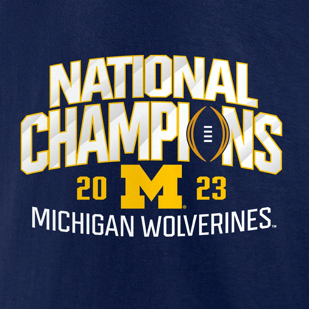 T-shirt du calendrier des champions nationaux Fanatics Navy Michigan Wolverines College Football Playoff 2023 pour hommes