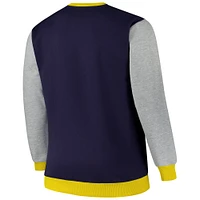 Sweat-shirt à manches contrastées pour hommes Fanatics bleu marine Michigan Wolverines grande poitrine et enfiler grands