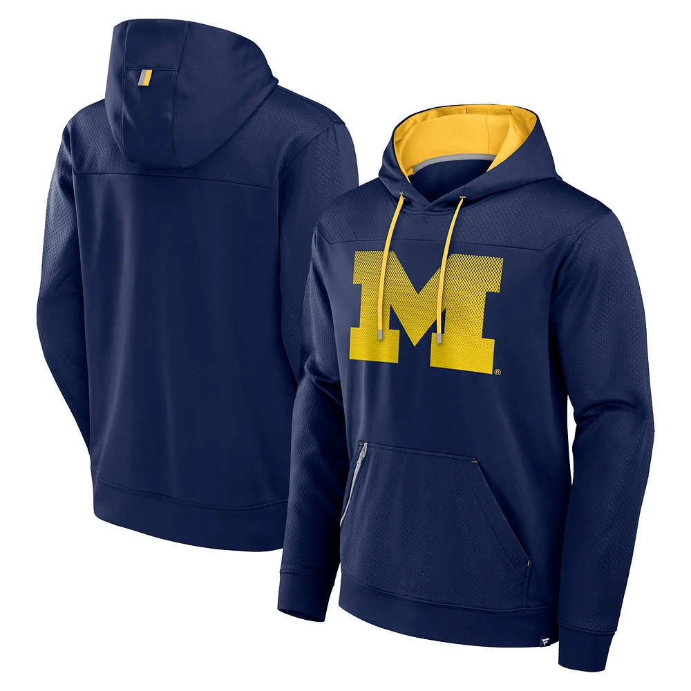 Sweat à capuche enfiler pois délavé bleu marine Michigan Wolverines pour homme Fanatics